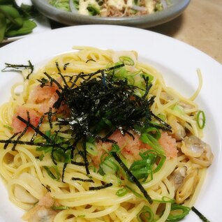 母の日に＊旬のあさりと明太子のパスタ